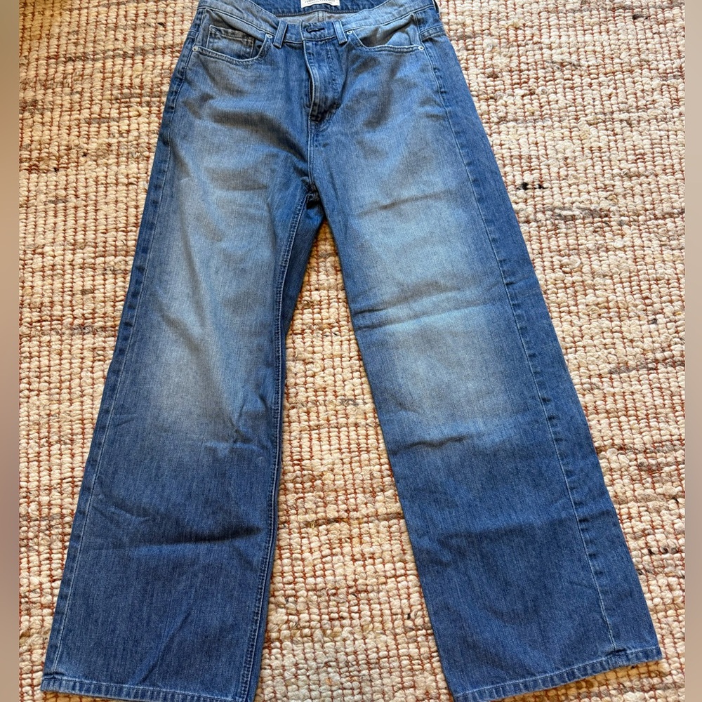 Current Elliott Wide Leg High Waist Blue Denim Jeans